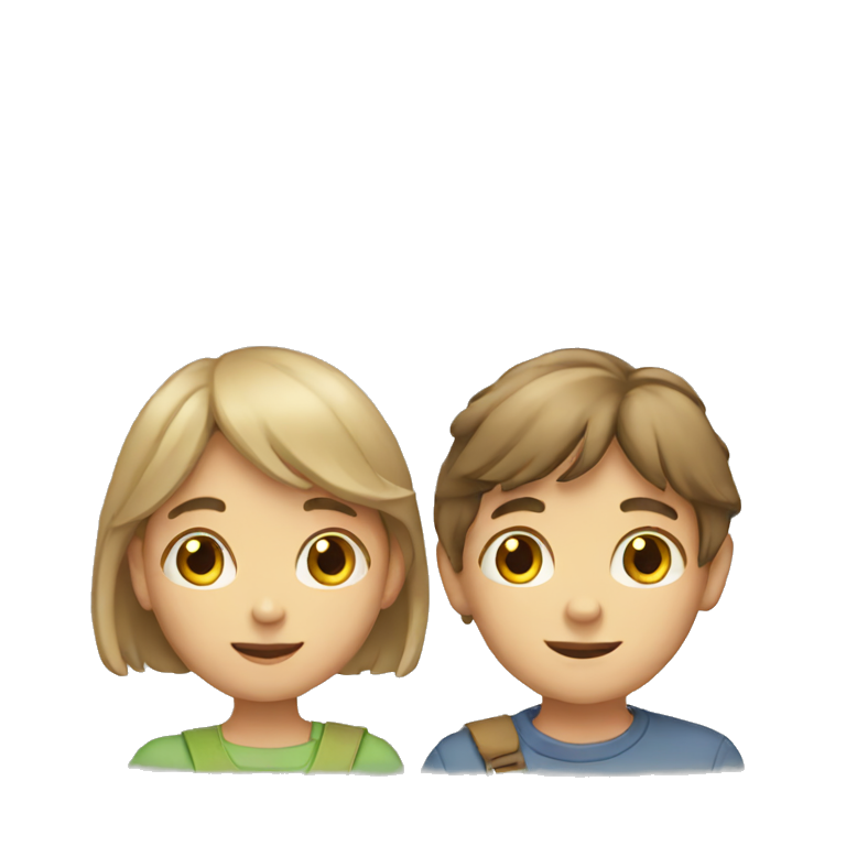 boy and girl holding and  emoji