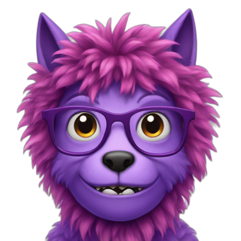 nerdy violet monster with a foxy look emoji
