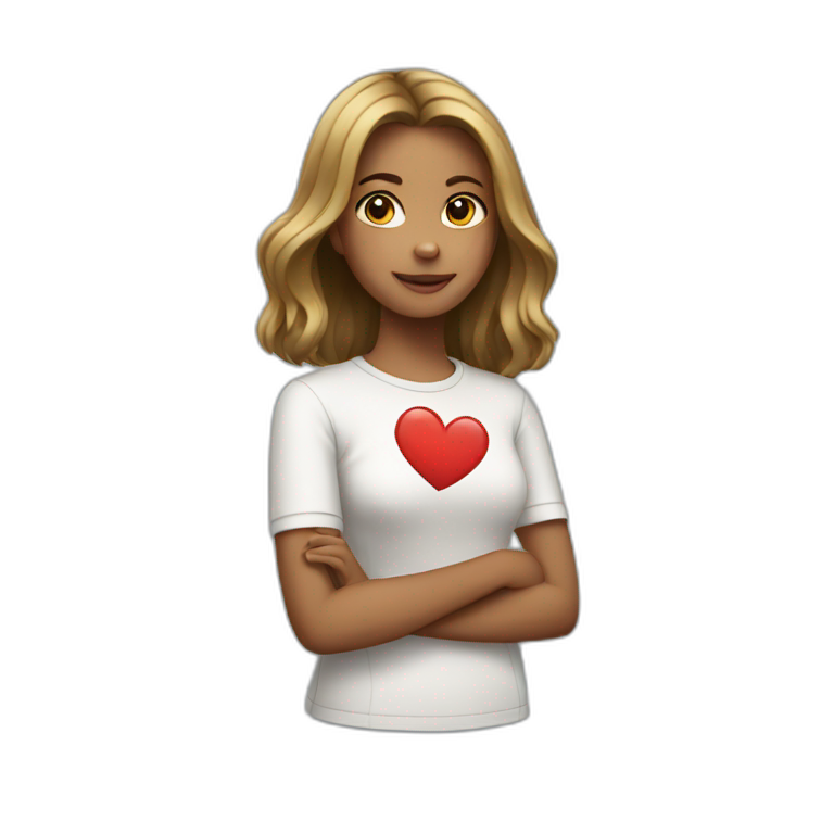 Girl with shoulder length hair showing heart emoji