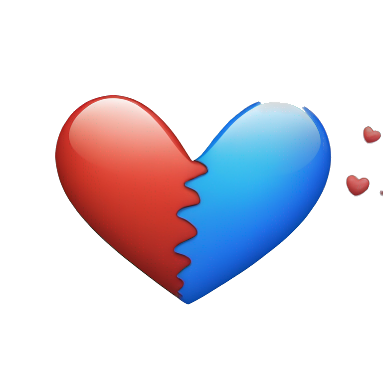 Half red heart half blue heart emoji