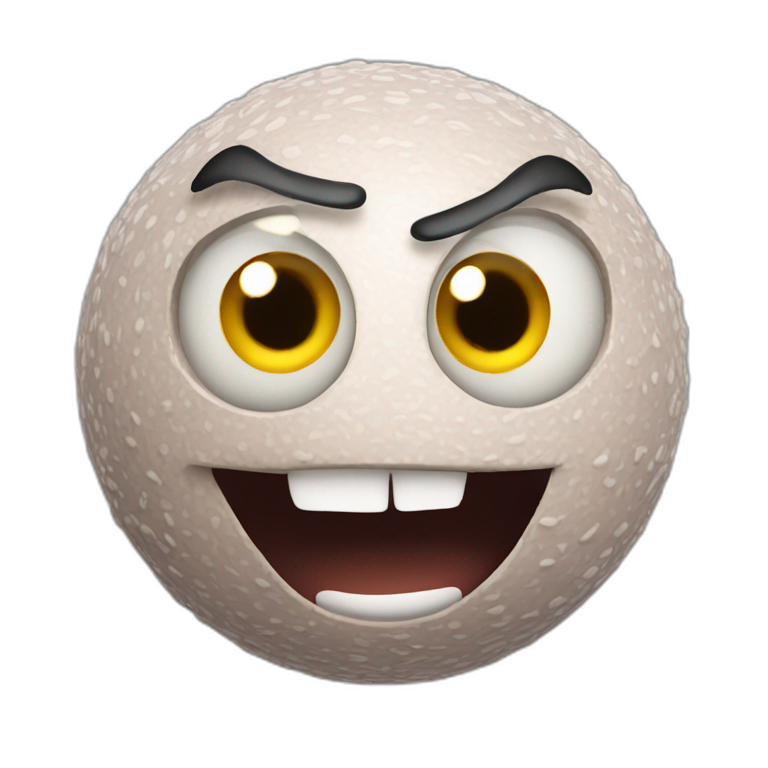 3d sphere with a cartoon filthy skin texture with big confident eyes emoji