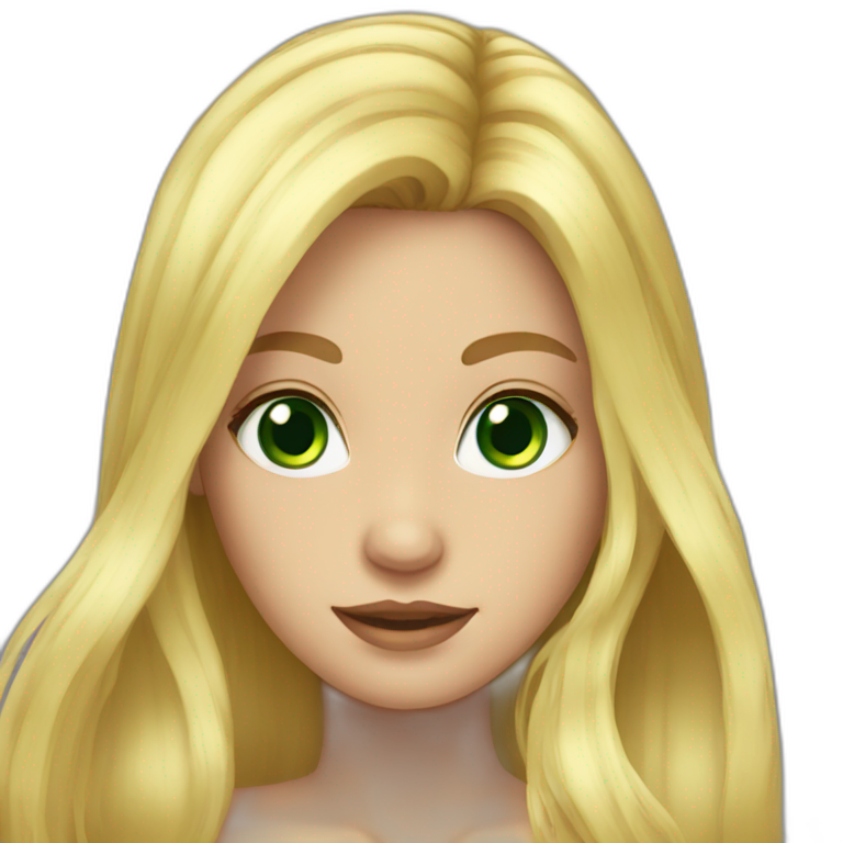 girl blond long hair green eyes emoji