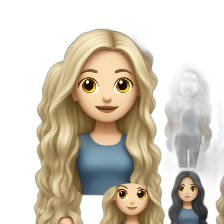 white girl with long dark hair emoji