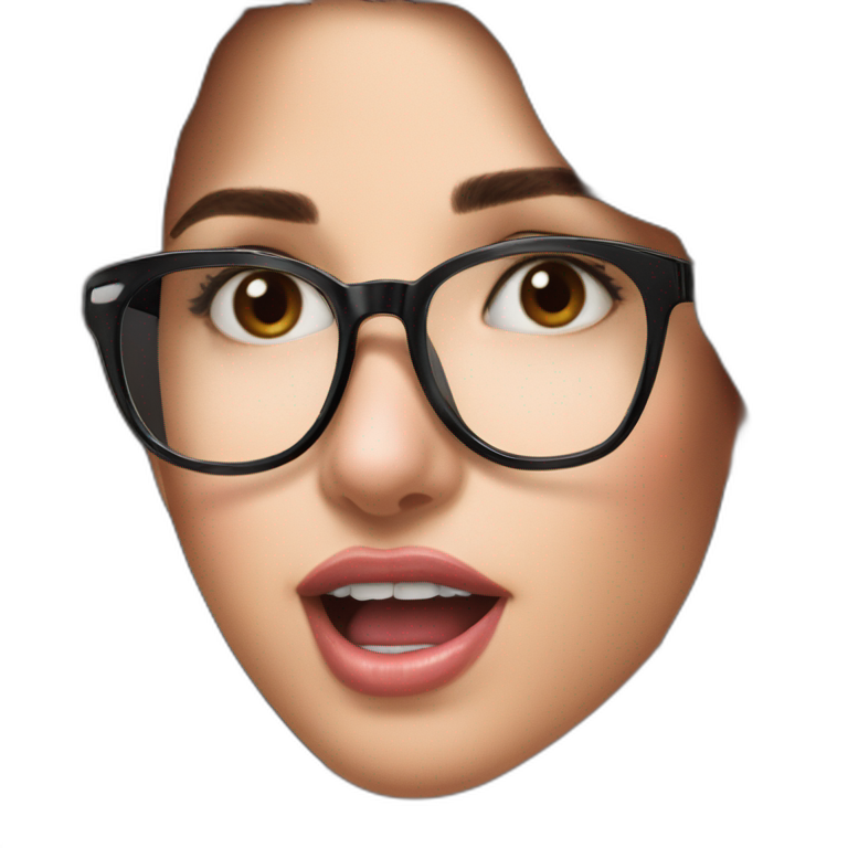 brown-haired girl with open mouth emoji