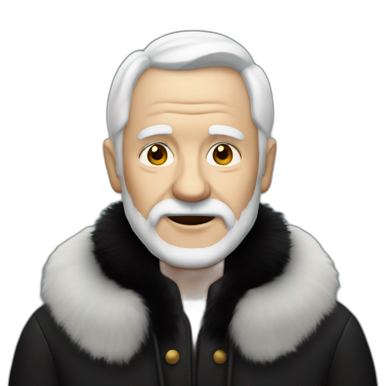 white old man with black Fur coat emoji