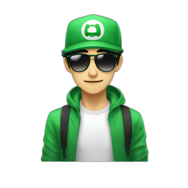 Fernanfloo With Luigi Hat And Sunglasses emoji