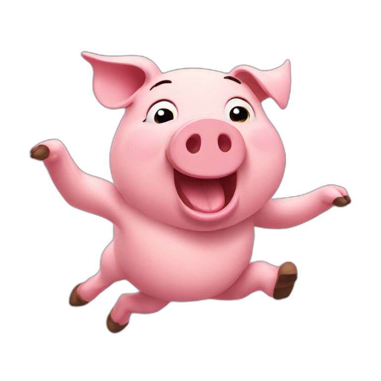 pig dancing with pig friends emoji