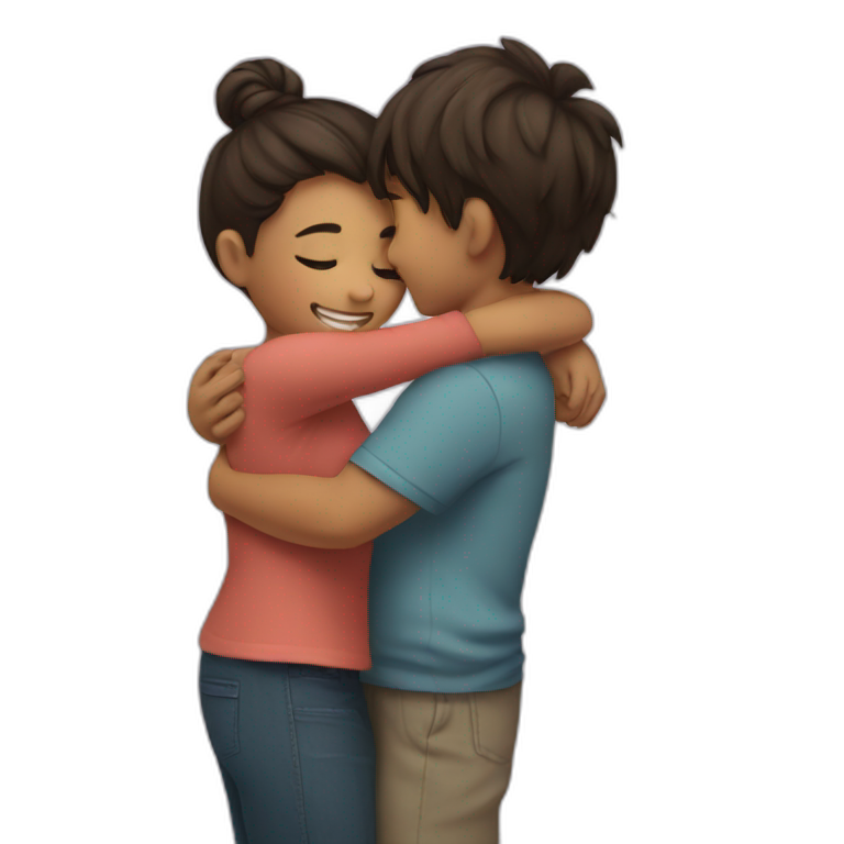 Girl hugging boy emoji