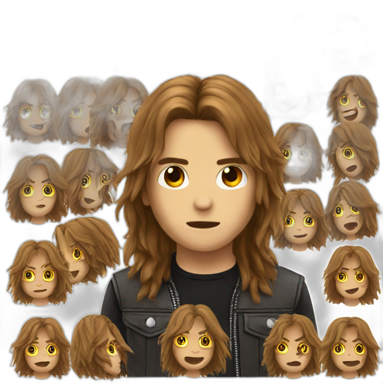 Metalhead boy with brown long hair emoji