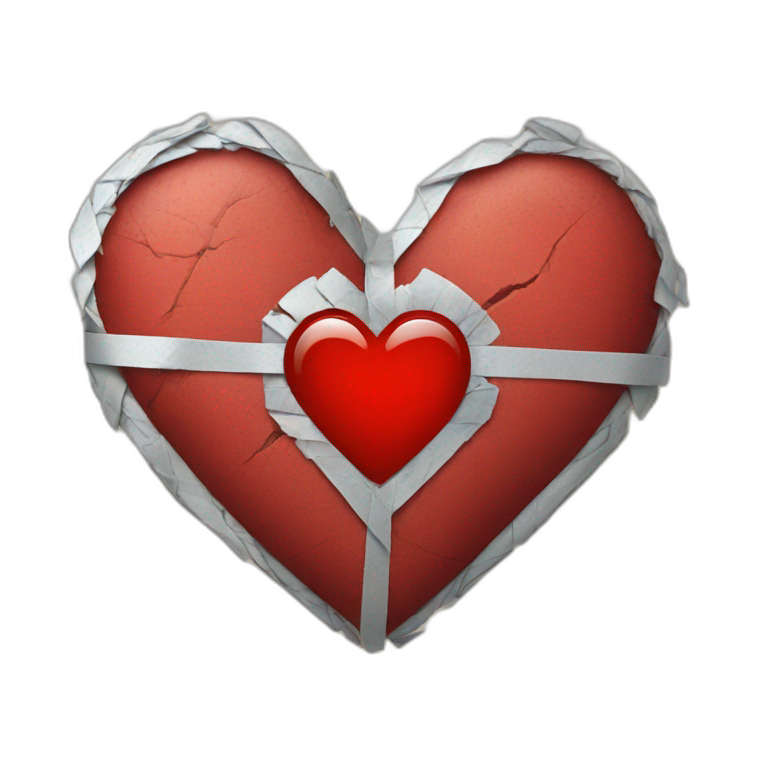 taped red broken heart emoji
