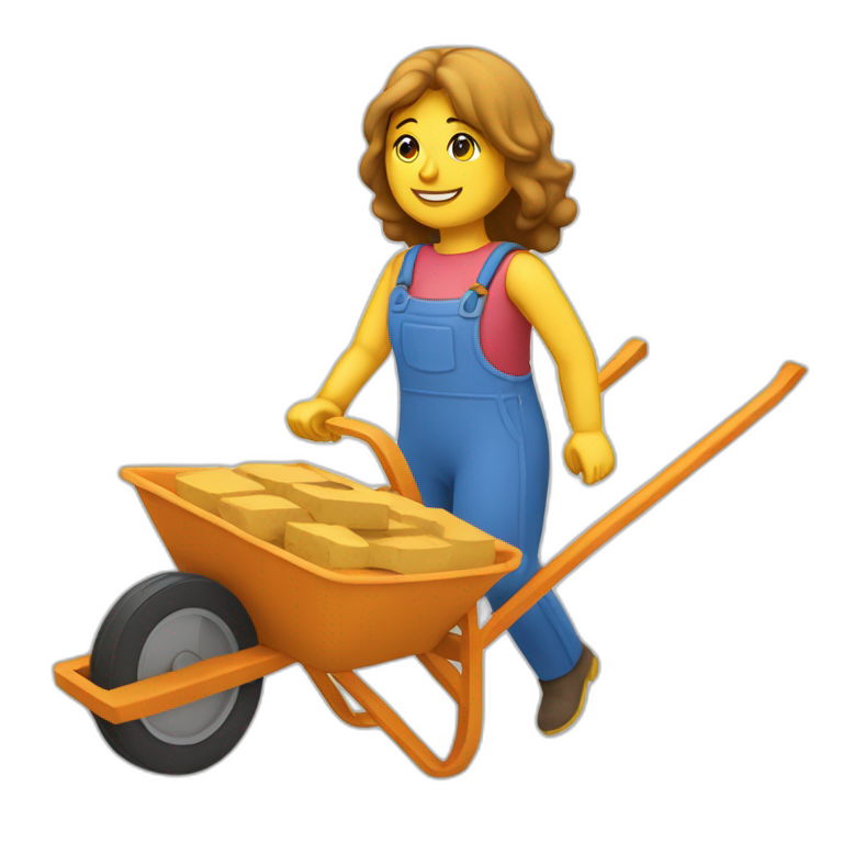 Manuelle  with a wheelbarrow and bricks emoji