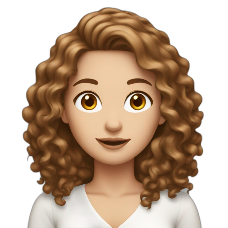Beautiful white woman with long brown curls emoji