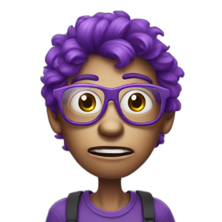 nerdy violet monster in doubt emoji