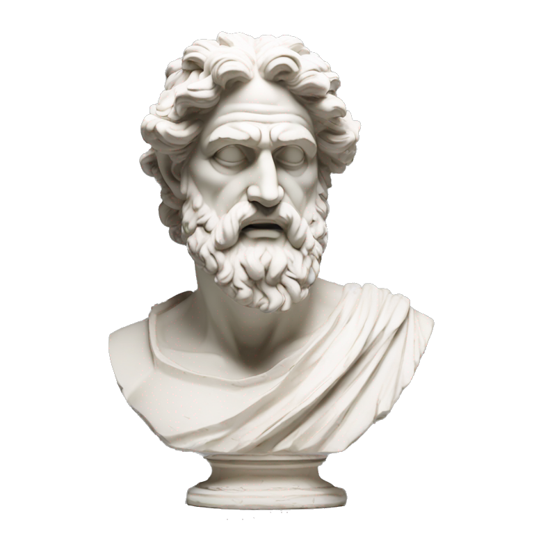 Ancient Greek King Odysseus Bust Statue, Holding chin, Thinking, Off-White emoji