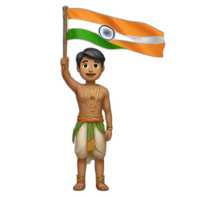 A man holding indian flag emoji