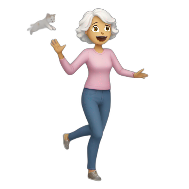 crazy lady throwing cats to people emoji