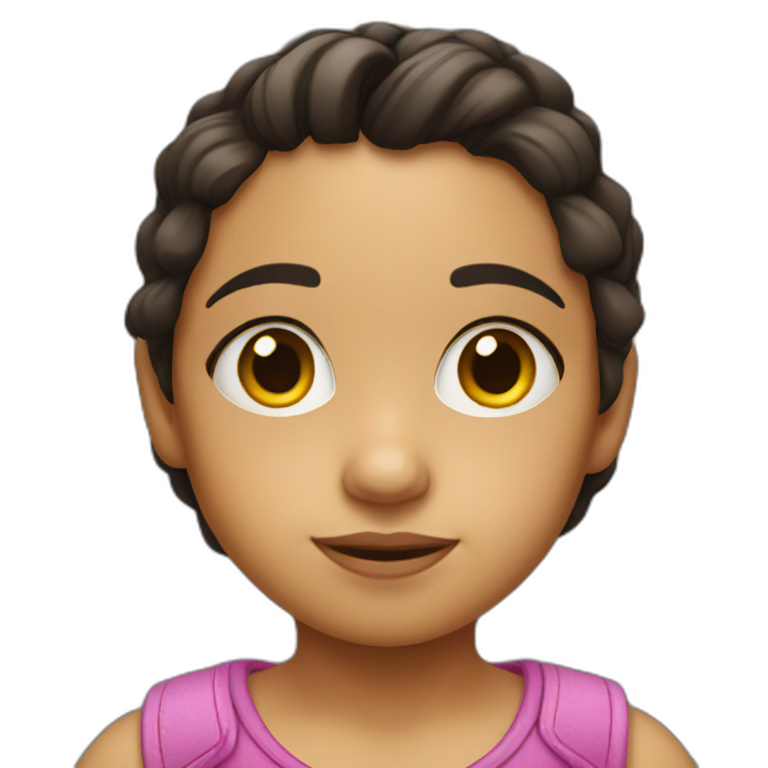 Little Latino girl with a tablet emoji