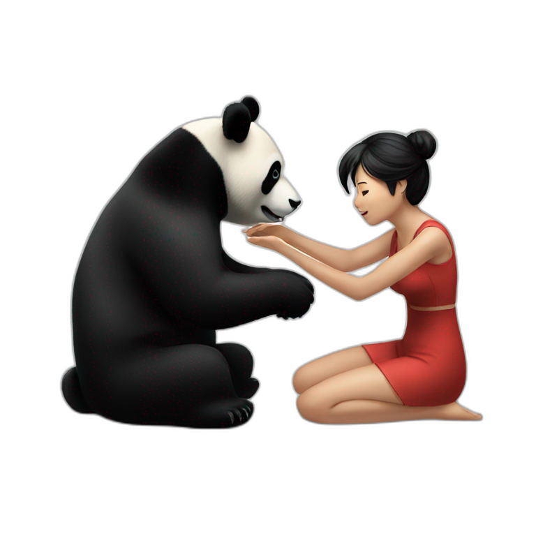 Black-panda-play-with-woman-short emoji