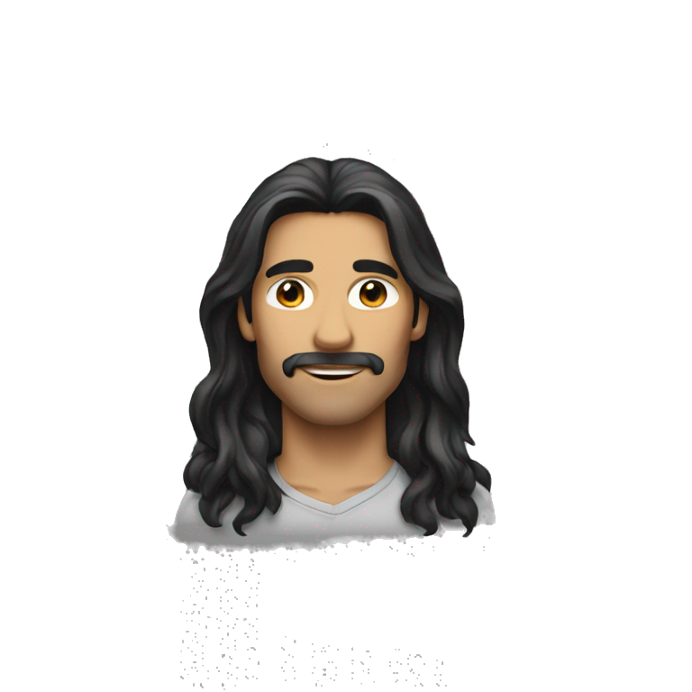 Man black-long-hair,no-beard emoji