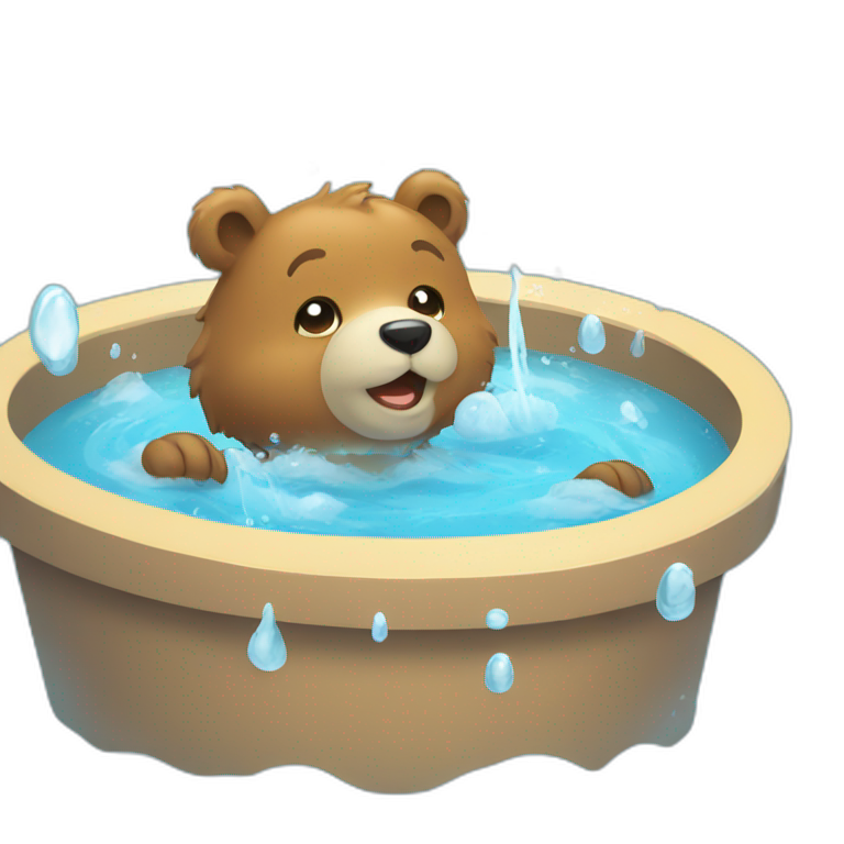 Cute bear bathes in water emoji