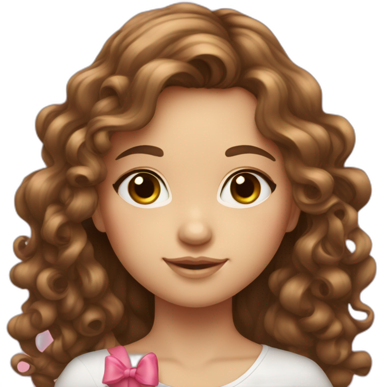 beautiful-wite-girl-with-long-curly-brown-hair-with-a-pink-bow emoji