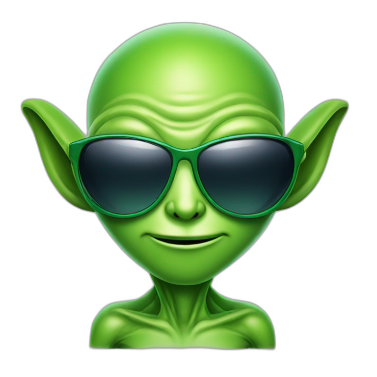 Green cartoon alien with sunglasses  emoji