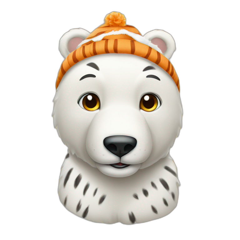 Un tierno oso polar y un tierno tigre usando gorros de cumpleaños  emoji