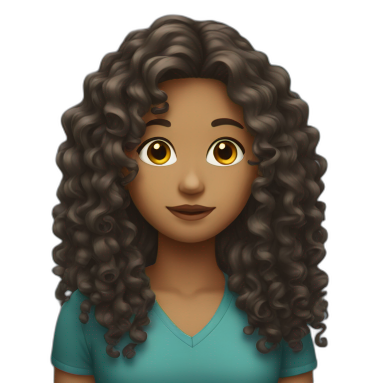 A girl with long curly hair emoji