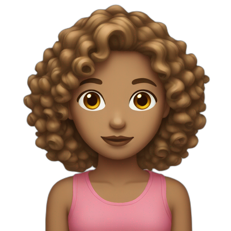 one girl with light skin curly brown hair emoji