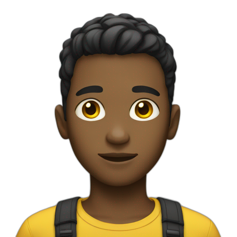 Boy with yellow and black skin and short hair emoji