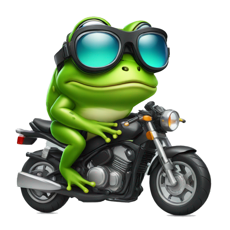 Frog with glasses on motorbike emoji
