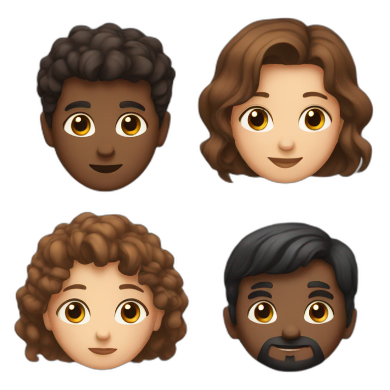 Woman with brown hair and eyes with a little boy with brown hair and eyes and a man with black hair and and brown eyes and little beard emoji