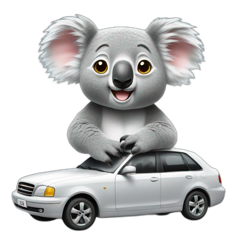 Koala on car emoji
