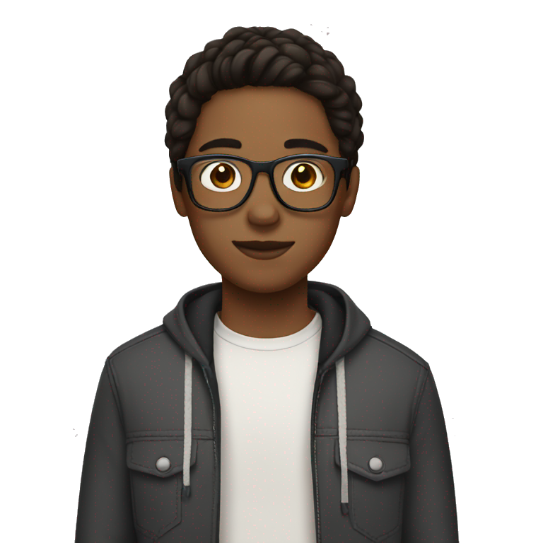 teen with dark brown middle part hair and glasses emoji