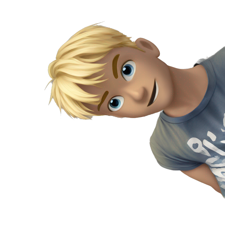 thoughtful blonde boy with blue eyes emoji