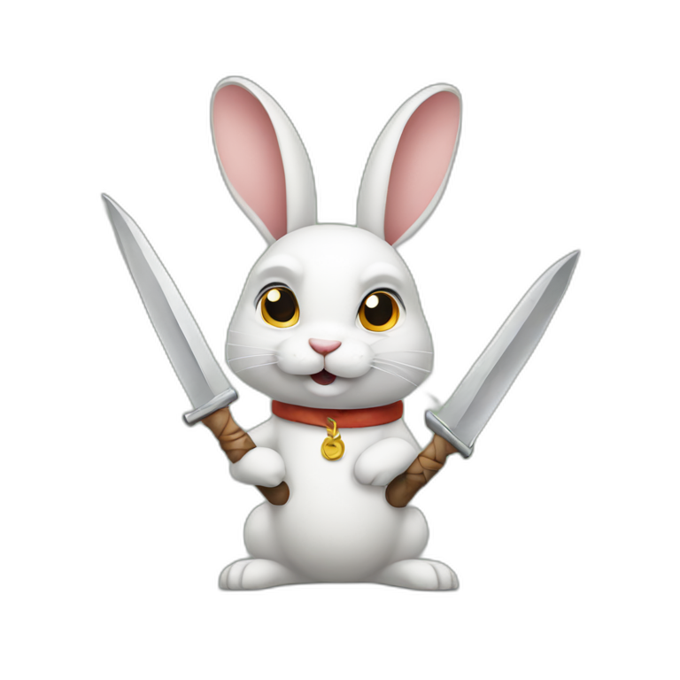 Rabbit holding sharp emoji