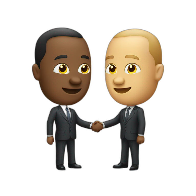 two businessman with big head shake hands emoji