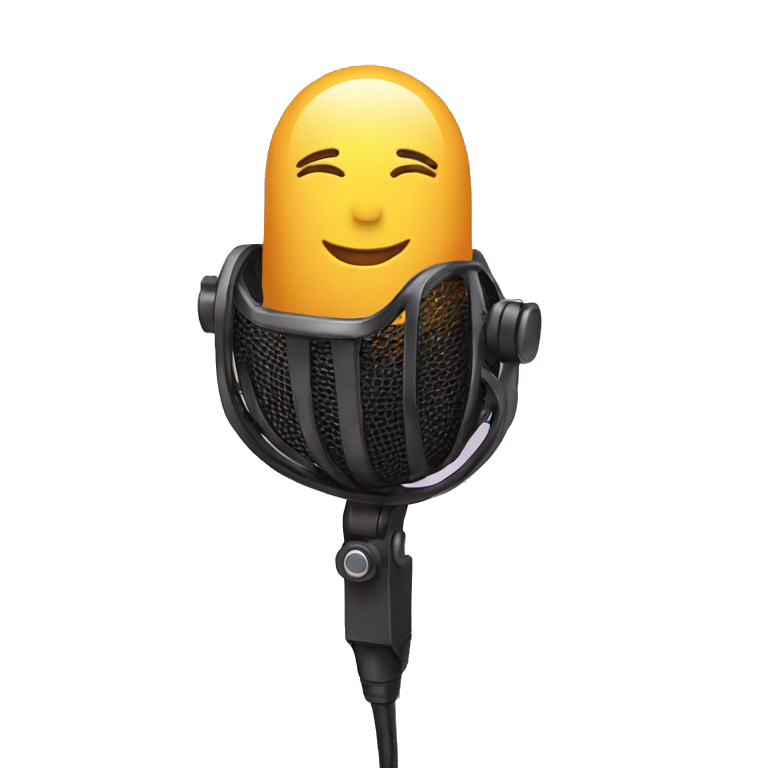 hand holding mic towards the screen emoji