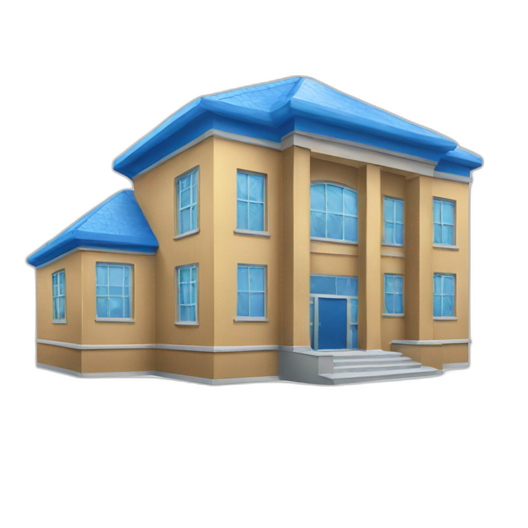 blue school building emoji
