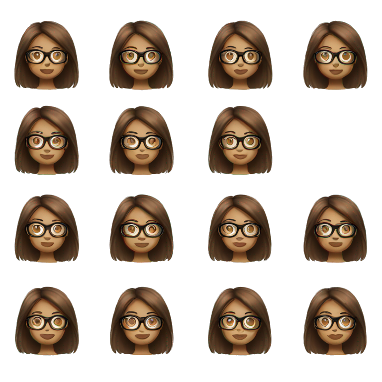 brown straight hair girl with glasses emoji
