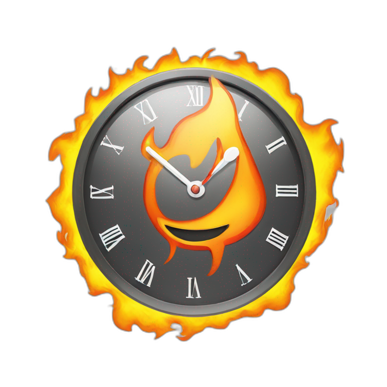 clock on fire emoji