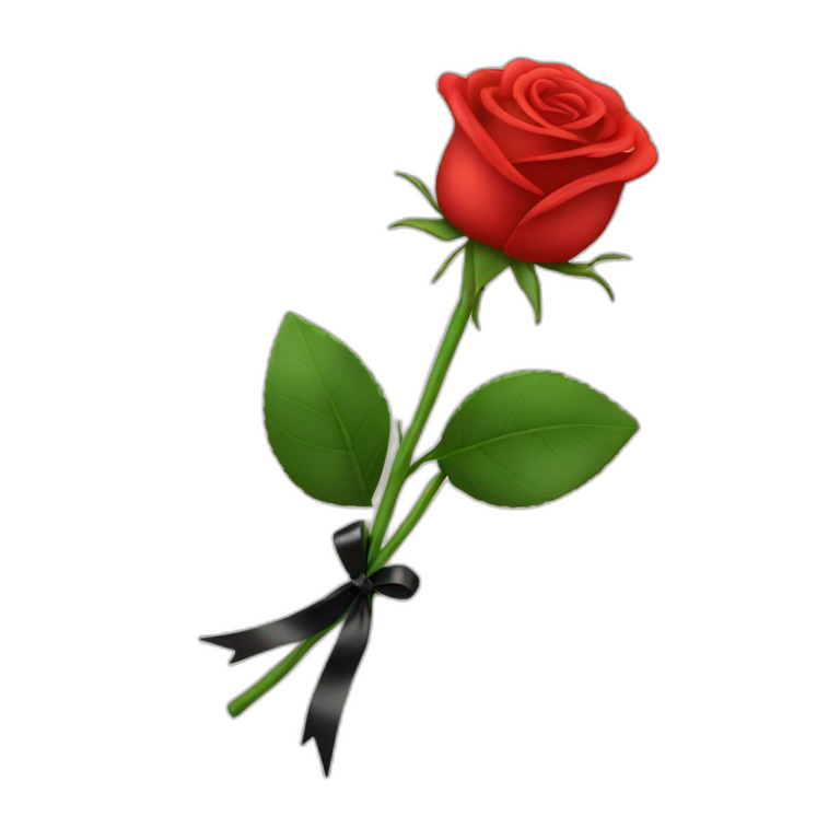 bouquet of red rose with a black ribbon emoji