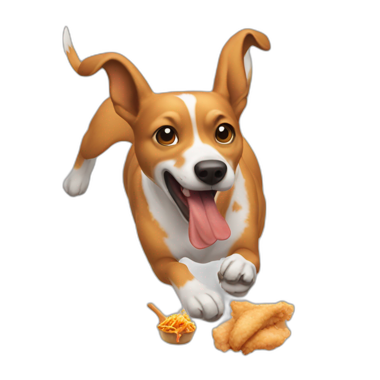 flying dog eating chicken emoji