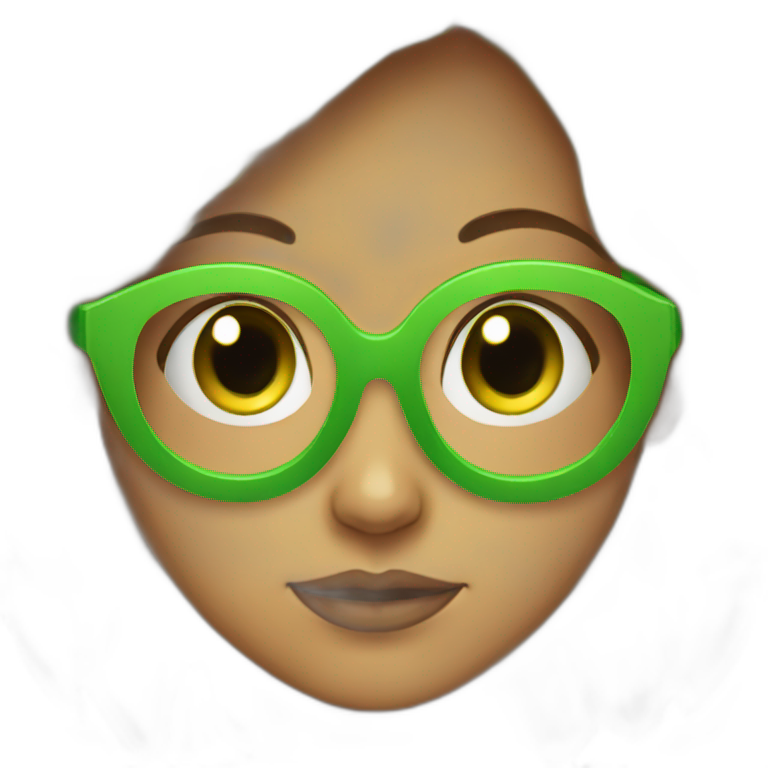 Girl with green alien glasses emoji