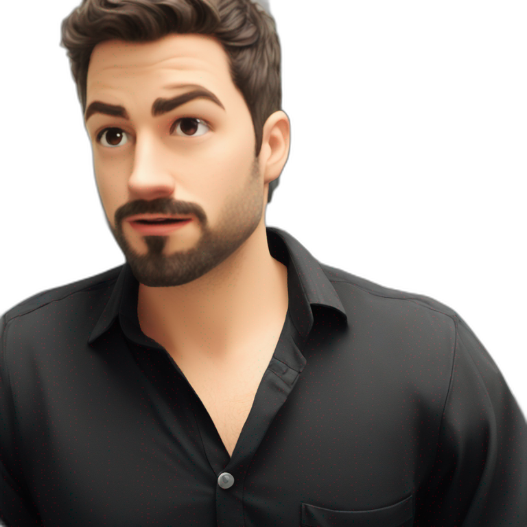 serious black-haired guy with beard emoji