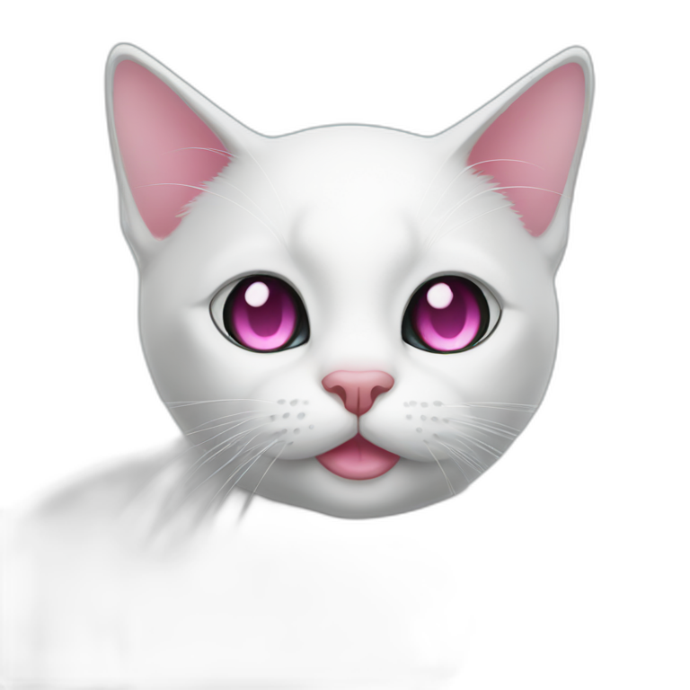 White and black cat with pink nose  emoji