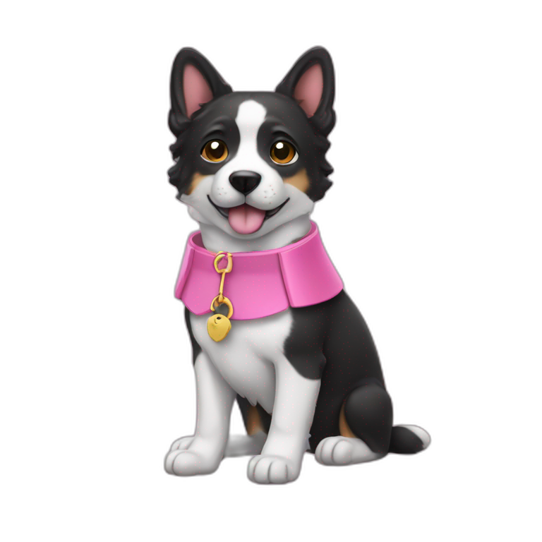 perra negra con collar rosa emoji