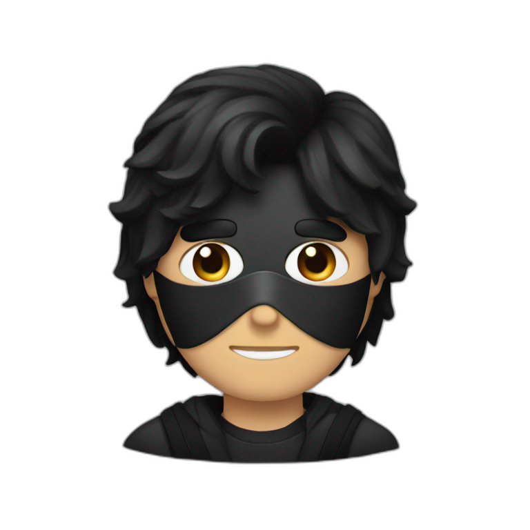 A man with black hair and wearing a black mask emoji