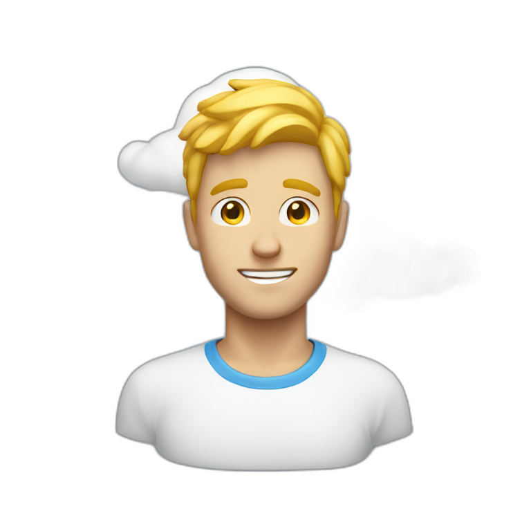 white guy with cloud above head emoji