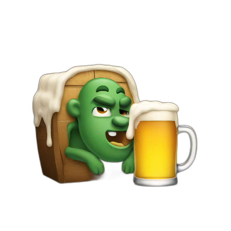 A beer drinking beer emoji